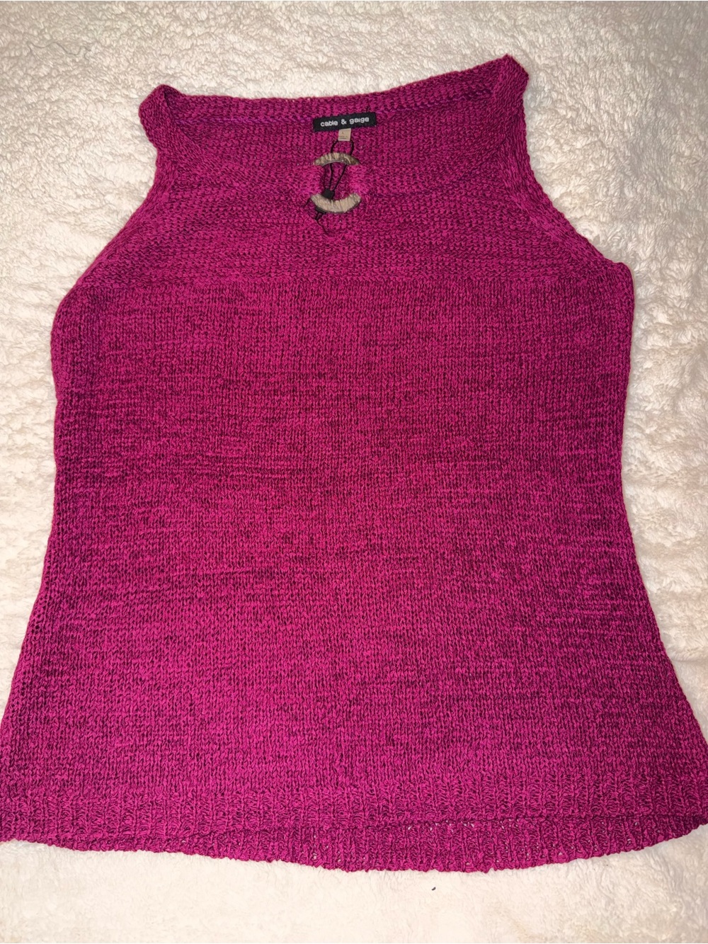 NWT Cable & Gauge | Magenta Knit Tank Top | Size Large